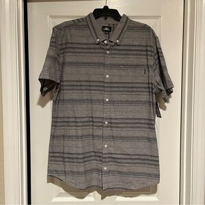 O'Neill Men's Charcoal Striped Button Down Shirt